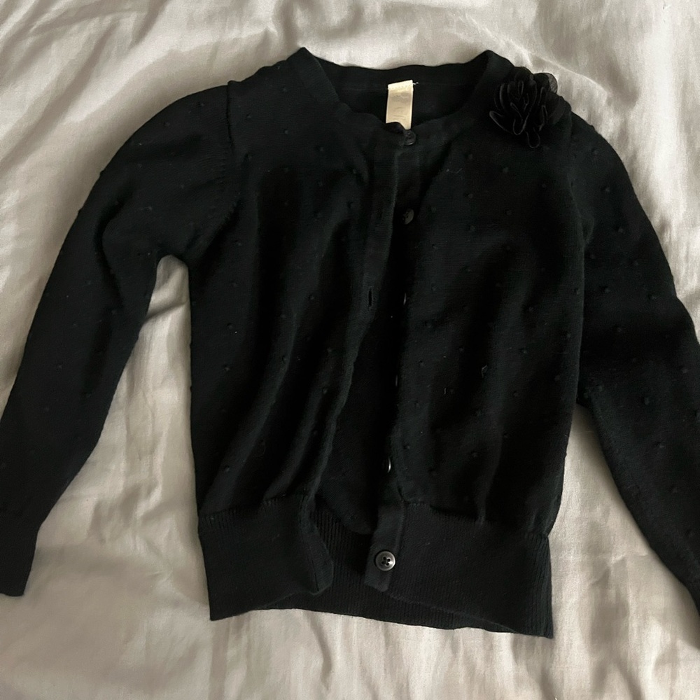Black Cardigan with Floral Detail